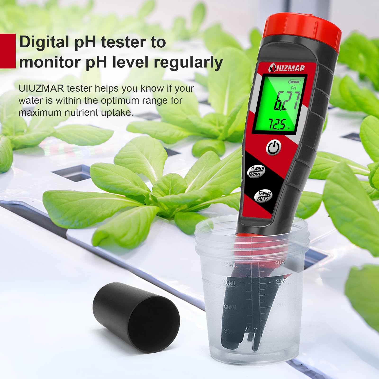 UIUZMAR Digital pH Meter pH TDS EC Meter for Hydroponic Nutrient Solution pH and EC Meter with LCD Display TDS Water Tester pH PPM Meter for DWC Setup Aeroponic Growing Tent Indoor Plant Grow