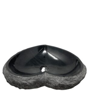 Wash Basin, White Bathroom Natural Stone Heart Shape Sink Bath Wash Bowl, Vanity Sink Bathroom Basin Small Bathroom Sink, Countertop Wash Basin Wash Sink (Indian Black)