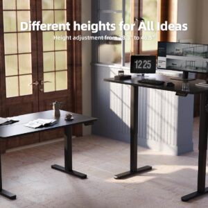 YDN Electric Standing Desk, Adjustable Height Stand up Desk, 63x24 Inches Sit Stand Home Office Desk with Splice Board,Black Top