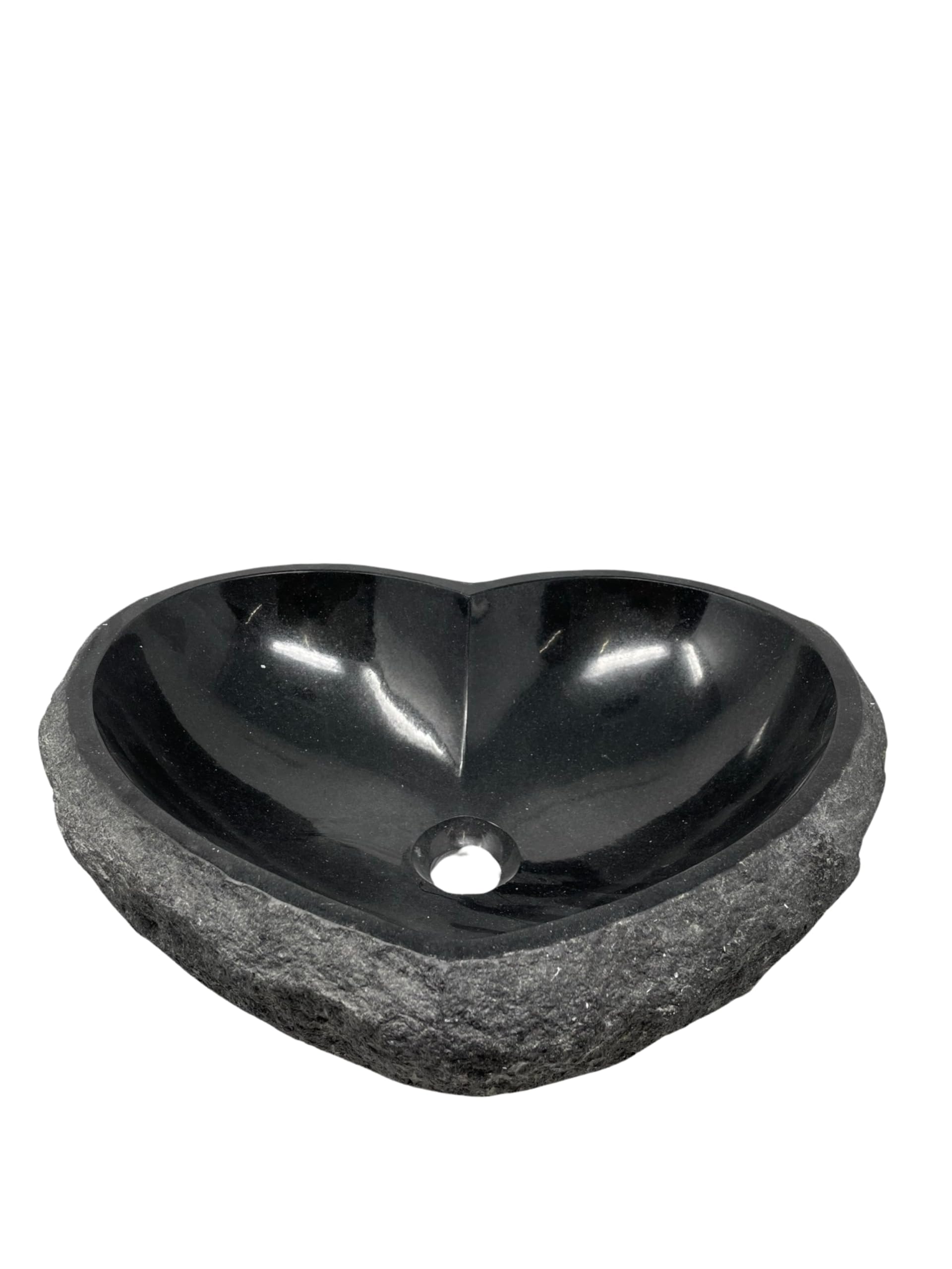 Wash Basin, White Bathroom Natural Stone Heart Shape Sink Bath Wash Bowl, Vanity Sink Bathroom Basin Small Bathroom Sink, Countertop Wash Basin Wash Sink (Indian Black)