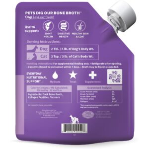 Primalvore Beef & Duck Free-Range Bone Broth for Dogs &Cats, Mobility Formula w/Collagen Peptides for Hip&Joints, Digestion, Skin&Coat and Hydration. Grain Free, Human Grade, Made in USA. 4 Pack