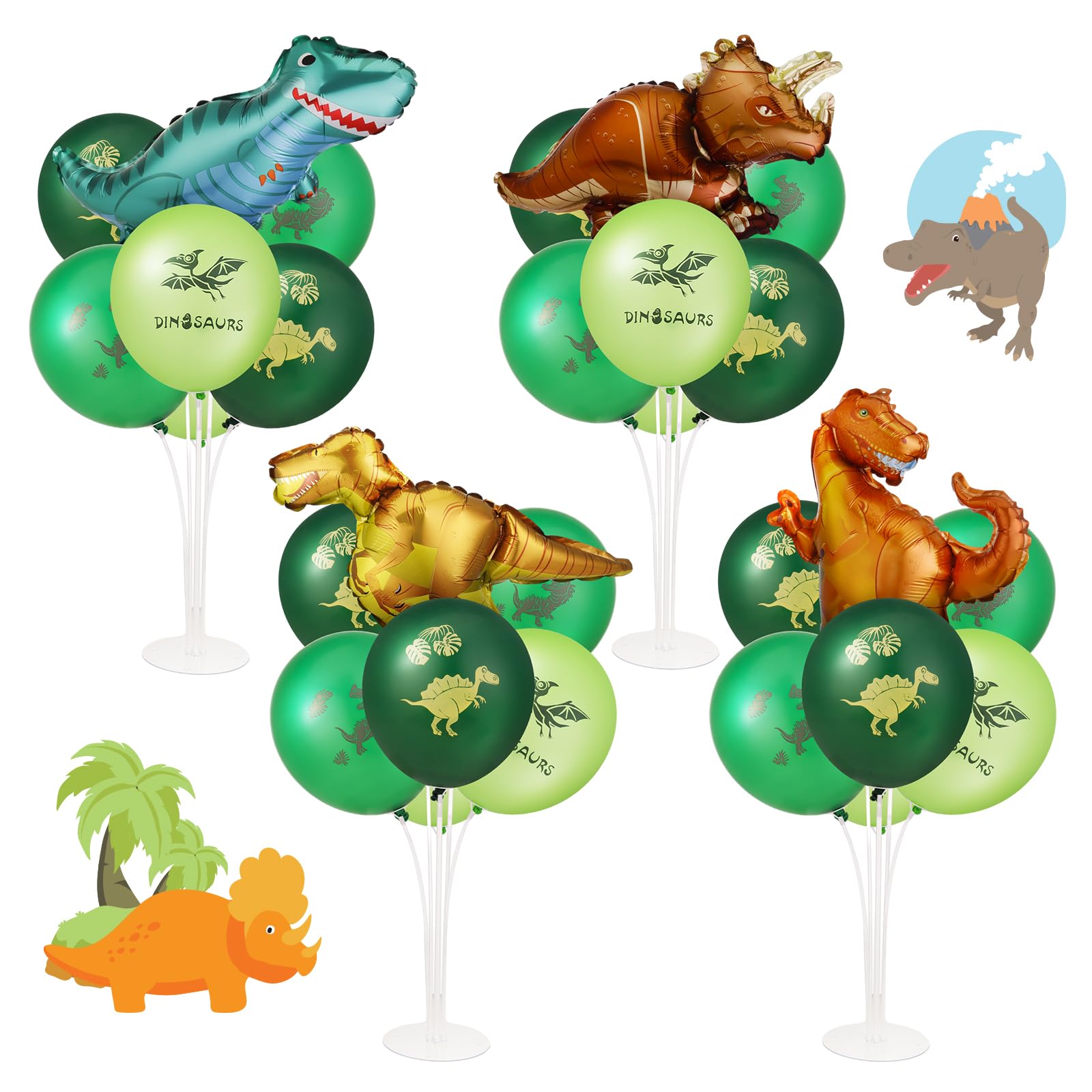 Hoemwarm Dino Balloons Dinosaur Balloons Stand Kit for Table Centerpiece Dinosaur Foil Balloons for Birthday Childrens Party Jungle Jurassic Dinosaur Themed Decoration for Kids Baby Shower Supplies