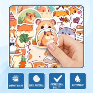 Pack 50 pcs Cute Animal Hamster Stickers for Water Bottles Waterproof Laptop Luggage Computer Cups Phone case Teens Adults Girls Funny Aesthetic Sticker Packs Small Vinyl Decals