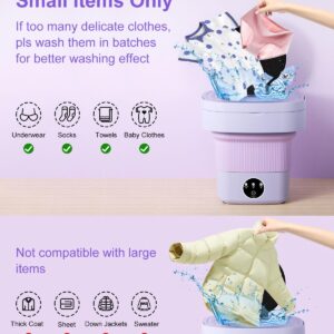 Portable Washing Machine, 9L Mini Laundry Washer with 3 Modes Cleaning for Underwear, Baby Clothes, Sock, Small Delicates. Foldable Washer and Dryer Combo for Apartment, Home, Hotel,Camping,RV(Purple)