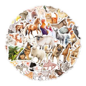 pack 50 pcs farm animal stickers for water bottles waterproof laptop luggage computer scrapbooking teens adults girls boys cute funny aesthetic sticker packs small vinyl decals