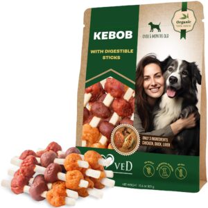 beloved pets kabobs dog treats with duck & chicken human grade meat - all natural pet dried snacks rawhide - free & grain free long lasting chews for large & small dogs - supports healthy teeth