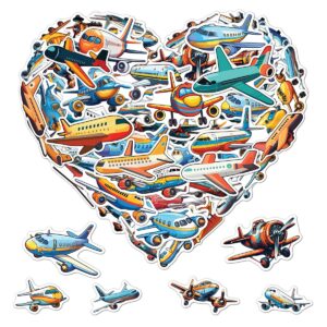 pack 50 pcs airplane stickers for water bottles waterproof laptop luggage computer scrapbooking cups teens adults girls boys students aesthetic sticker packs small vinyl decals