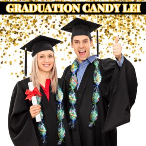 Jexine 118 Feet Graduation Candy Lei Making Kit Hawaiian Candy Lei Kit Includes 30 Pcs Candy Lei Bags 750 Feet Ribbon 24 Pcs Hibiscus Cards for Graduation Party Gift Lei Kit(Clear,Brief)