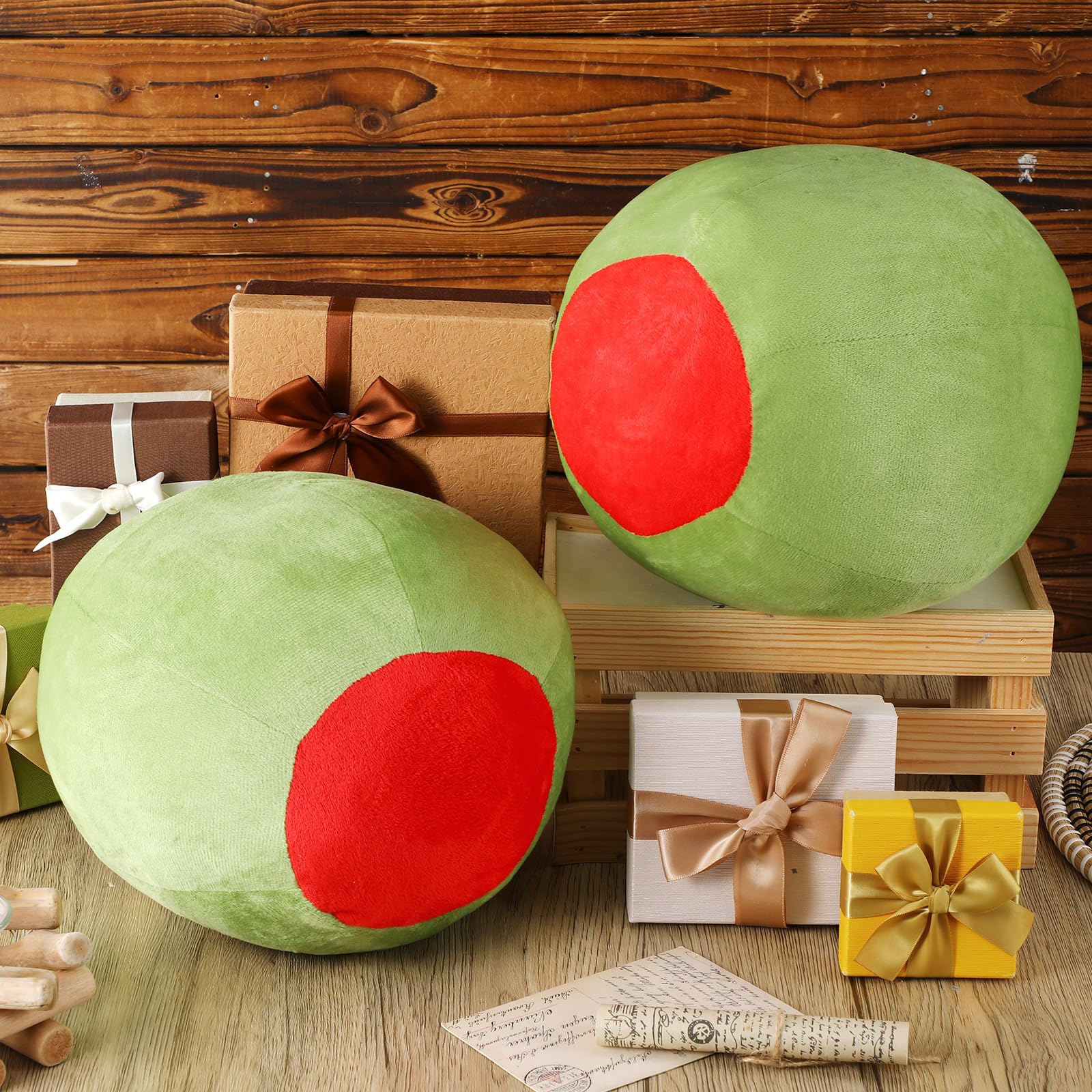 Beeveer Christmas Decorative Gift Cute Olive Plush Pillow Kawaii Fruit Hugging Plushies Soft Novelty Toy Cushion Seat Xmas Decor for Kids Girl Home