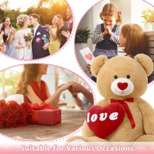 MaoGoLan Giant Teddy Bear Plush Toy, 51”Large Bear Stuffed Animal with Red Heart Pillow for Valentine Day Sweet Romantic Anniversary Birthday Christmas, Big Teddy Bear for Her Girlfriend Wife