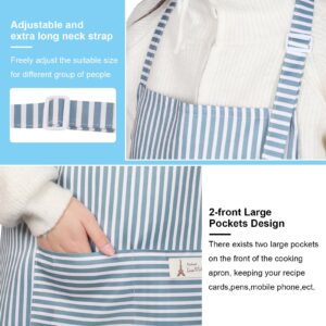 XLSXEXCL 4 Pack Stripes Apron for Women, Waterproof Kitchen Cooking Apron with 2 Pockets Adjustable Chef Apron Baking Aprons Bib Aprons Artist Apron for Cooking, Cleaning, Painting, Serving