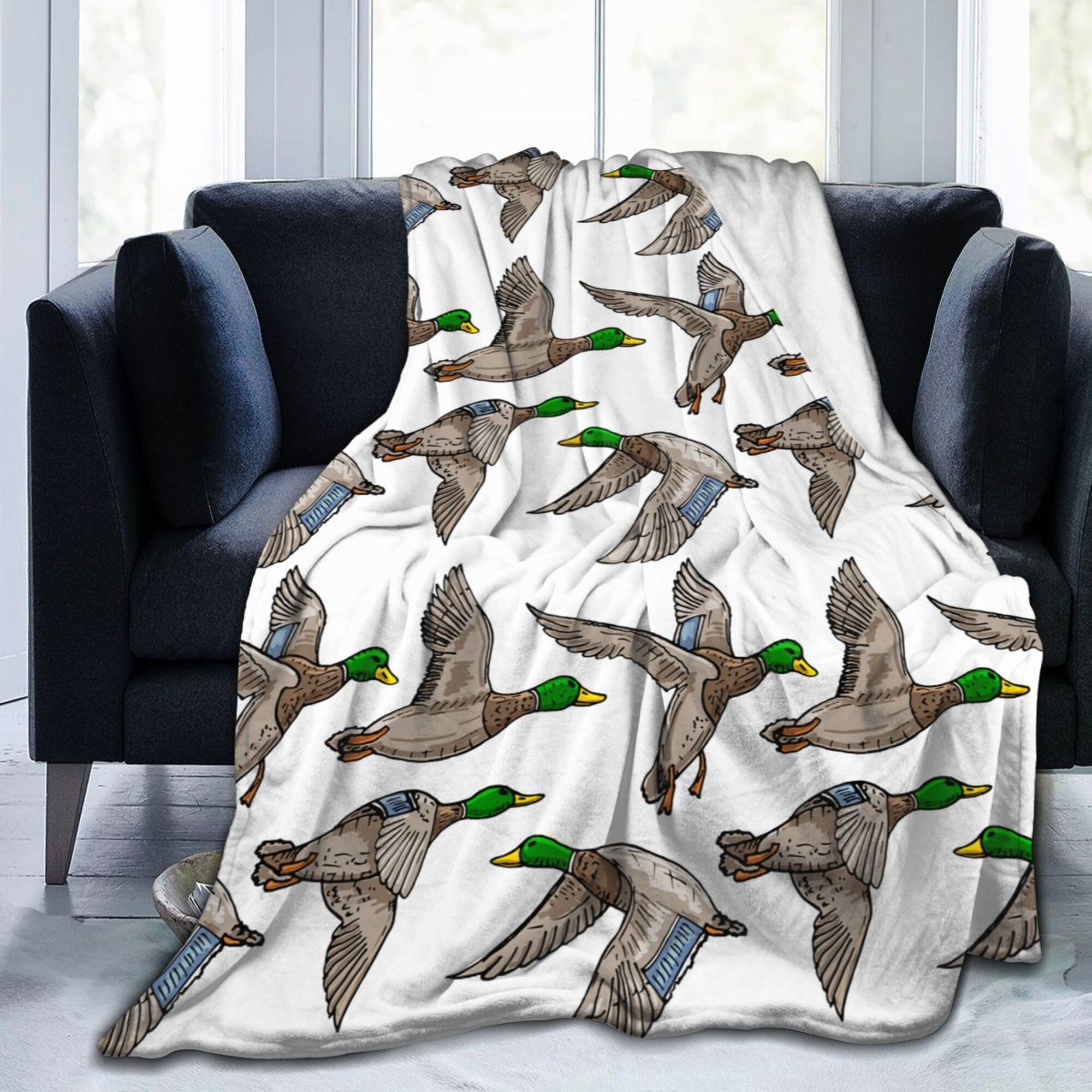 Cute Mallard Ducks Blanket,Duck Print Gifts for Kids Ducks Lover,Soft Flannel Throws Lightweight Fluffy Decorative Quilt for Bed Sofa Couch Room Decoration 50 in x 40 in Small for Kids