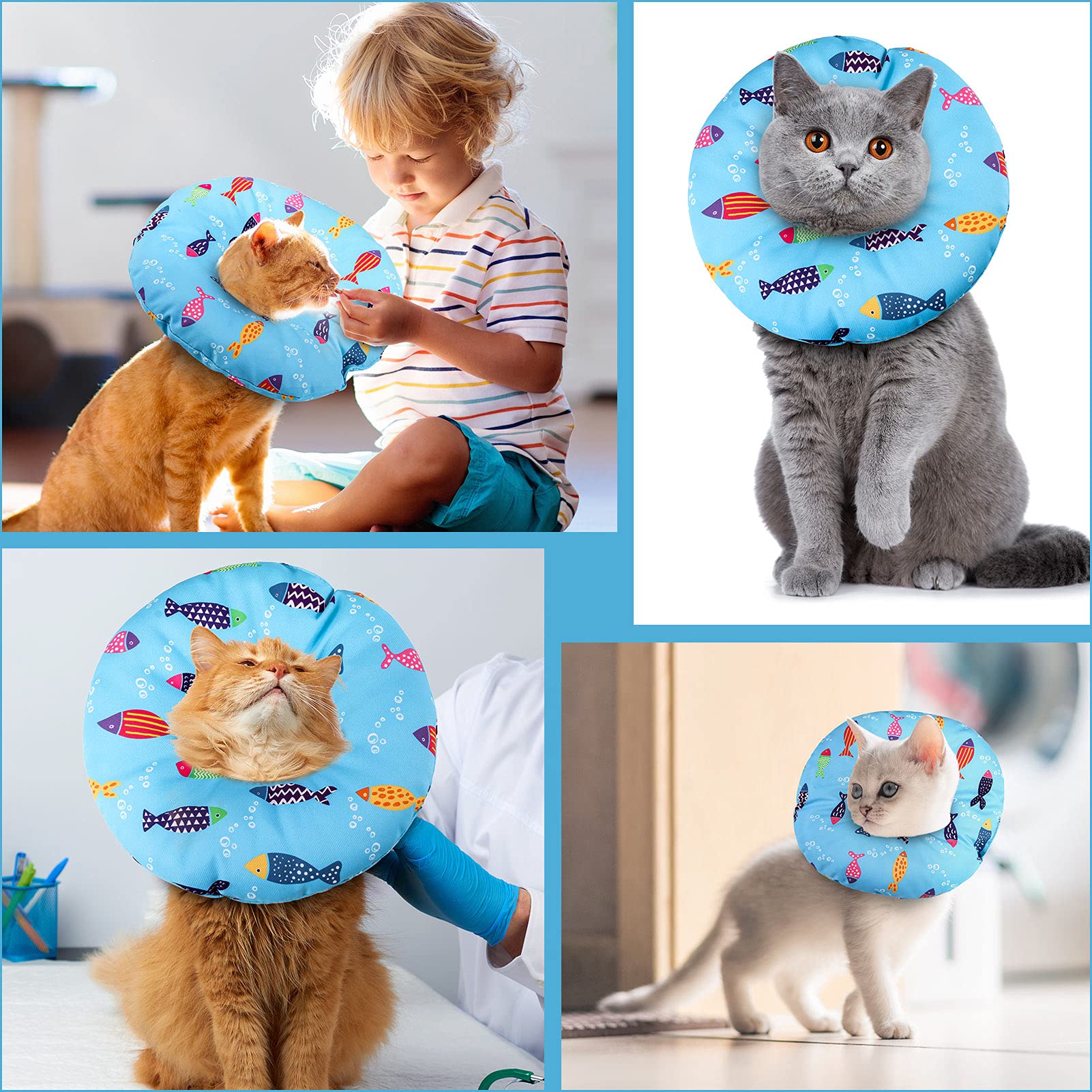 libfrnt Cat Cone Collar Soft, Cute Cat Donut Adjustable Cat Recovery Collar Elizabethan Cone Cat Cones to Stop Licking Comfortable Anti-Bite Neck Cone for Pet Cats Kittens After Surgery