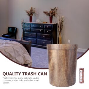 BESTOYARD Wood Trash Can Wood Grain Garbage Can Plastic Kitchen Trash Can Rubbish Can Rustic Recycling Bin Wastebasket Container for Bedroom Bathroom