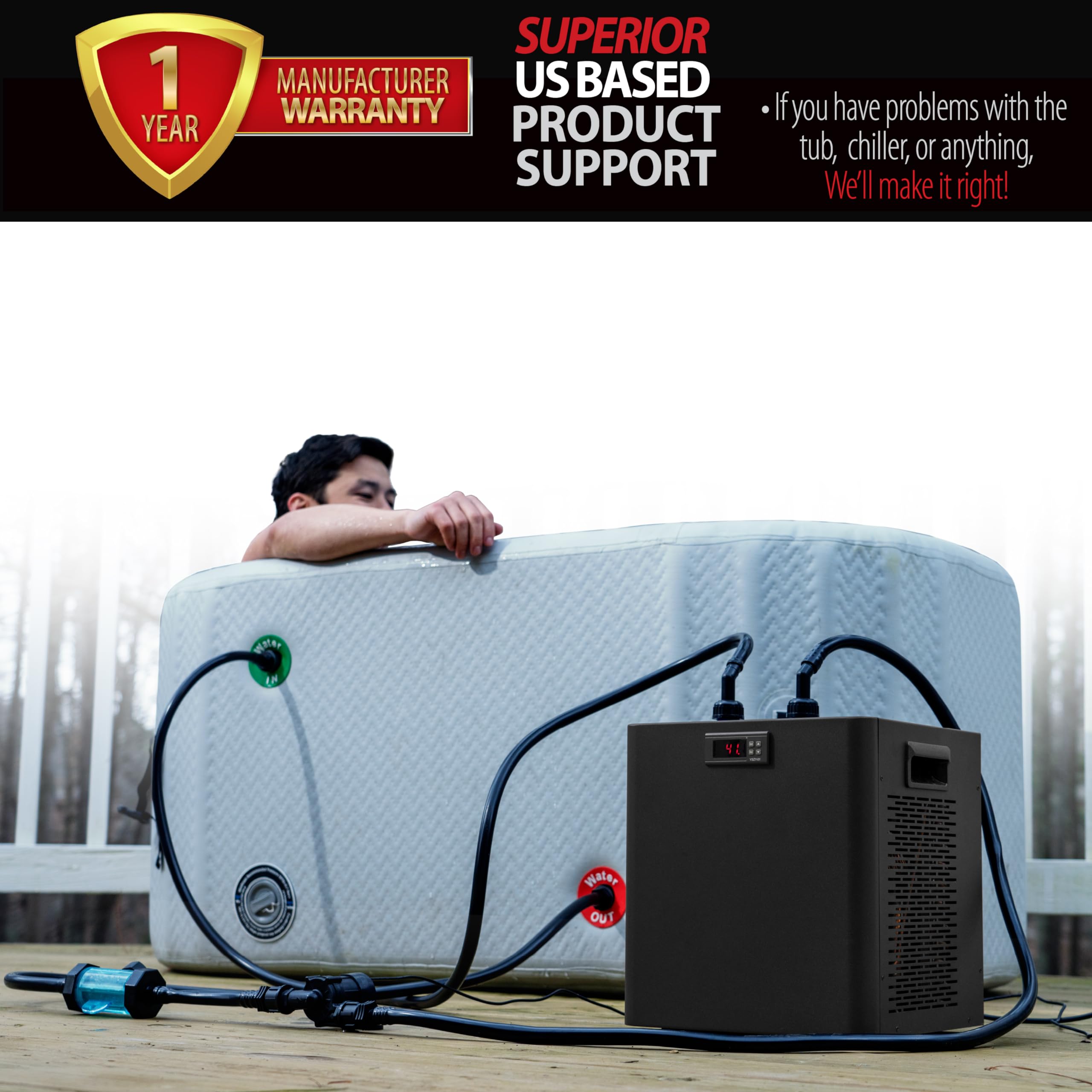 Polar Revive Chiller for Ice Bath and Cold Plunges Including All Hoses and Pumps. 1/3 HP, 2/3 HP, 1 HP Models (1/3 HP)