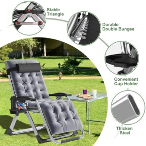 Barbella Zero Gravity Chair Living Room Chairs Lawn Recliner, Reclining Patio Chairs Patio Lounger Chair, Folding Portable Chaise with Cushion, Cup Holder, Headrest