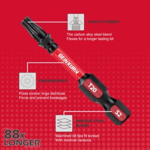 GEINXURN Impact Tough Magnetic Mixed 46Pack Insert Driver Bits, S2 Alloy Steel Screwdriver Power Bits Set with 1Pcs Impact Magnetic Bit Holder and Mini Wrench