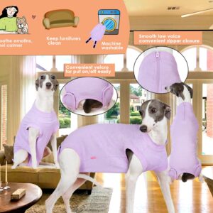 Wabdhaly Dog Surgery Recovery Suit for Large Female Spay,Anti Licking Dog Surgical Recovery Onesie,Fashion Striped Purple L