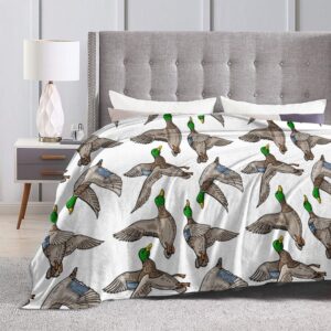 Cute Mallard Ducks Blanket,Duck Print Gifts for Kids Ducks Lover,Soft Flannel Throws Lightweight Fluffy Decorative Quilt for Bed Sofa Couch Room Decoration 50 in x 40 in Small for Kids