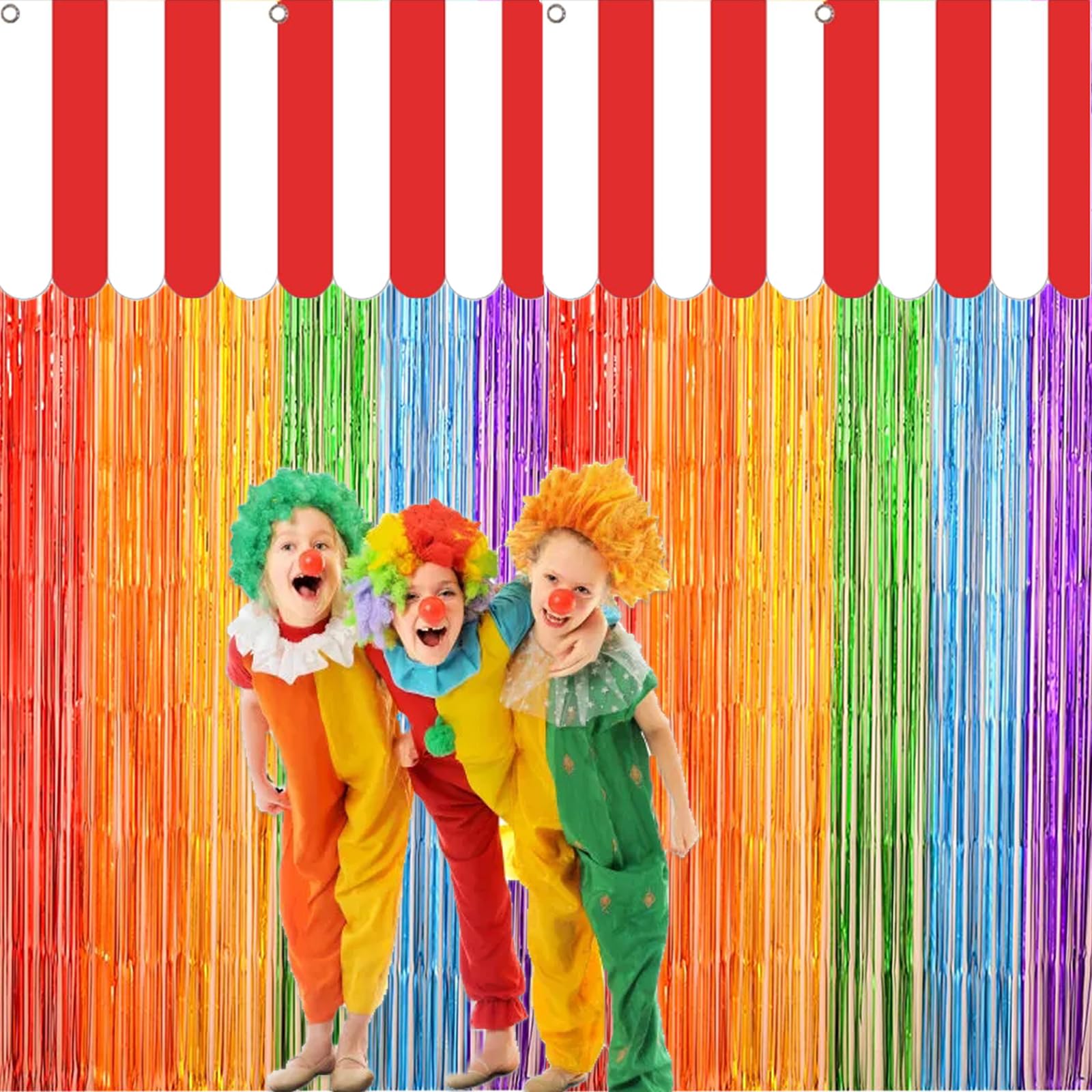 Rainbow Foil Fringe Curtains Rainbow Backdrop Streamers Party Photo Booth Props for Rainbow Birthday Circus Carnival Wedding Bridal Baby Shower Unicorn Party Decorations 2 Pack