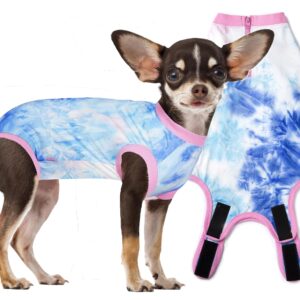 Wabdhaly Dog Surgery Recovery Suit for Small Female Spay,Anti Licking Dog Surgical Recovery Onesie,Tie Dye Blue Pink XS