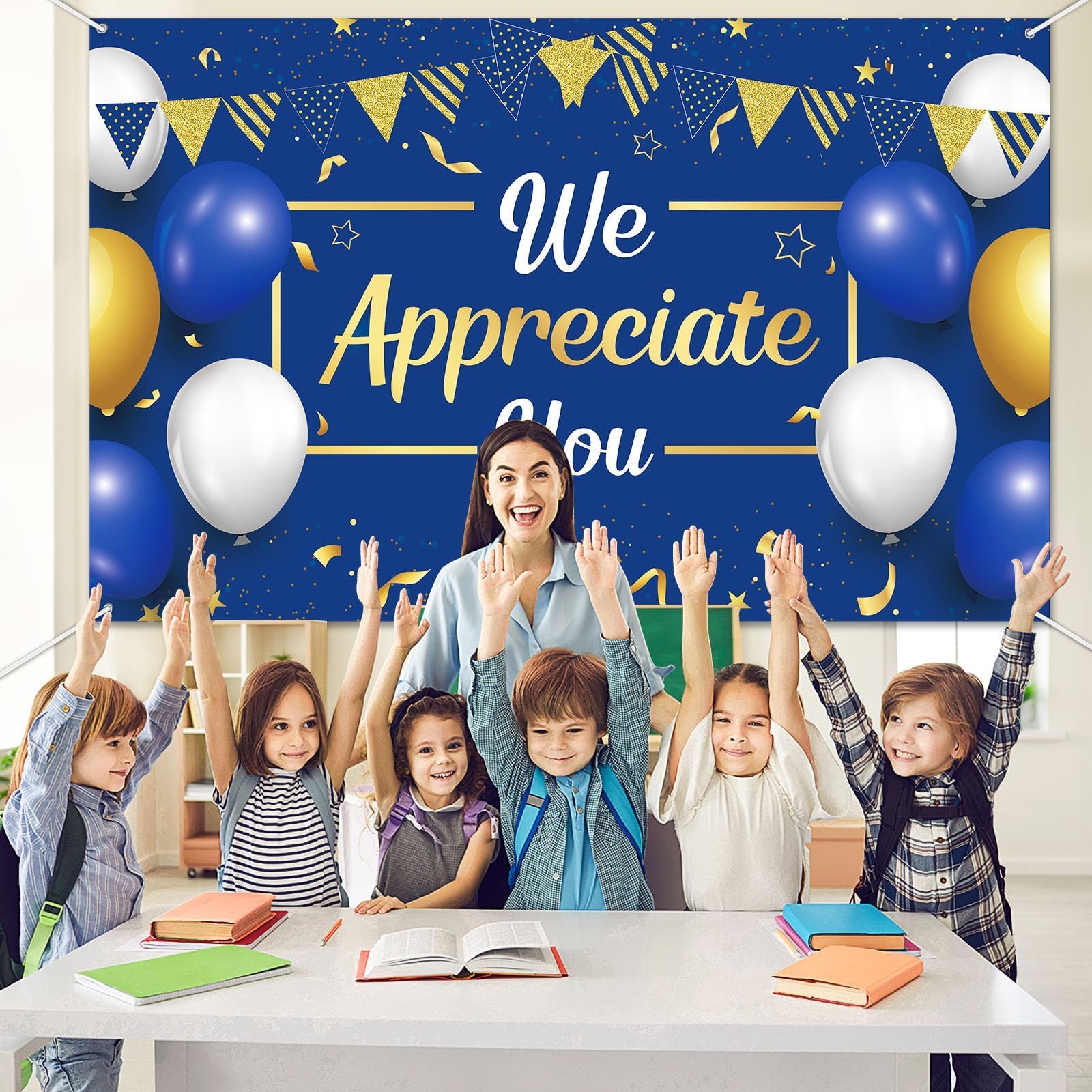 Chunnin We Appreciate You Banner Thank You Banner Backdrop Appreciation Party Decorations Thank You for All You Do Party Banner Background for Pastor Work Teacher Doctor Employee Staff 5.9×3.6ft