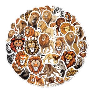 pack 50 pcs cute animal lion stickers for water bottles waterproof laptop luggage computer scrapbooking teens adults girls kids funny aesthetic sticker packs small vinyl decals