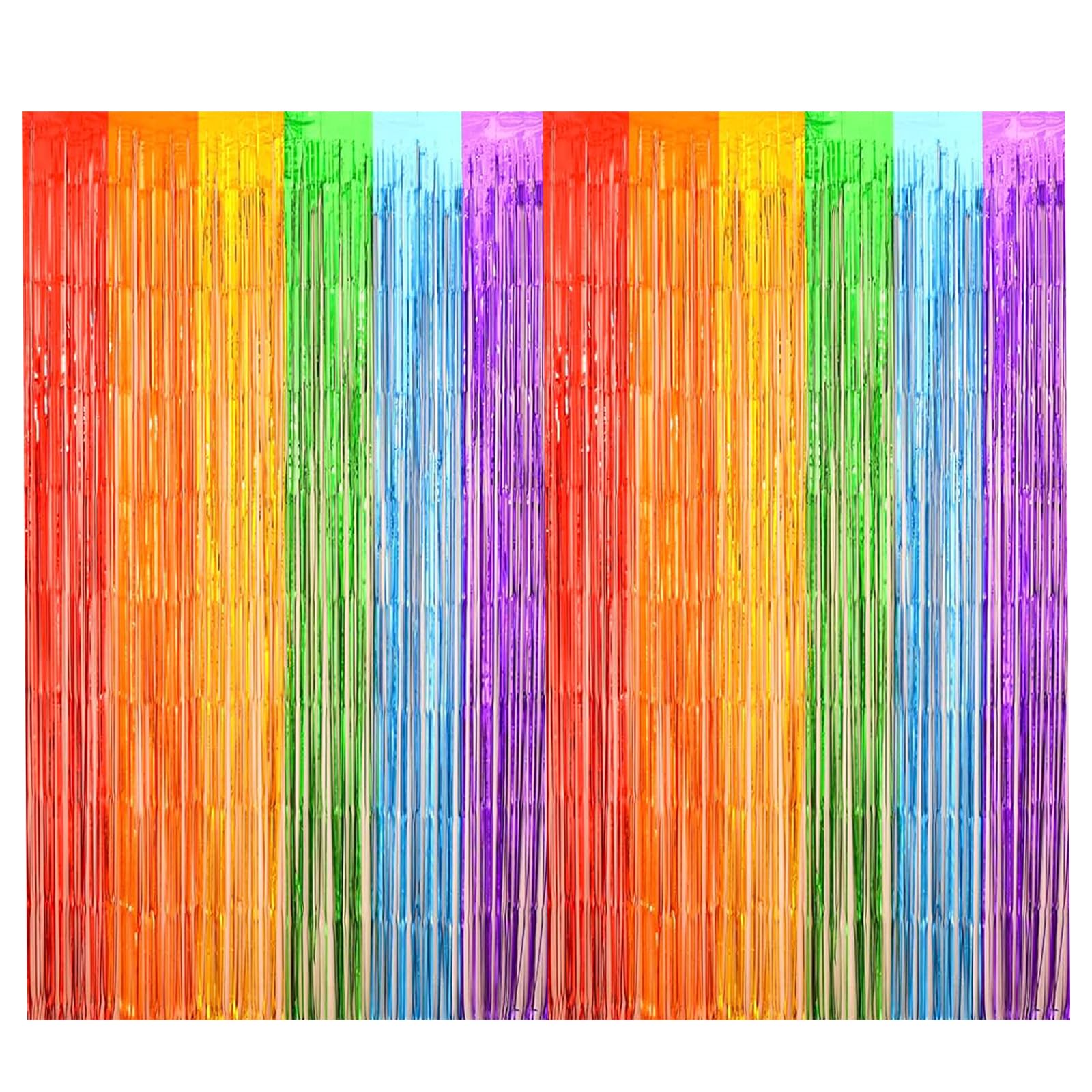 Rainbow Foil Fringe Curtains Rainbow Backdrop Streamers Party Photo Booth Props for Rainbow Birthday Circus Carnival Wedding Bridal Baby Shower Unicorn Party Decorations 2 Pack