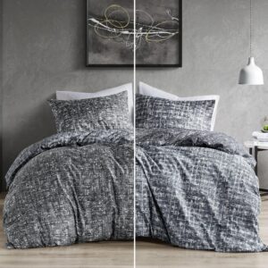 comfort spaces queen duvet cover set - grey bedding for all season, ultra soft 3 pieces reversible duvet cover with 2 matching shams, button closure, machine washable, full/queen