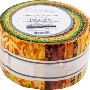 Lunn Studios Artisan Batiks Bees and Flowers 40 2.5-inch Strips Jelly Roll Robert Kaufman RU-1223-40