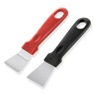 amaxiu 2pcs cleaning scrapers, scrapers for ovens stoves induction hob freezer stainless steel scraper corner seam cleaning tools putty scraper with plastic handle for kitchen(2pcs)