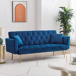 Eafurn Button Tufted Loveseat, Blue 70.07" w/ 2 Pillows