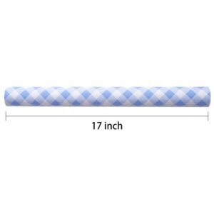 RUSPEPA Wrapping Paper - Mini Roll - Baby Blue Plaid White Background Design Perfect for Wedding, Birthday, Baby Shower, Party - 17.5 Inch X 32.8 Feet