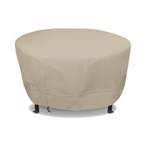 Eevelle Meridian Patio Round Table Cover with Marine Grade Fabric - Waterproof Outdoor Firepit Cover - Furniture Set Covers for Dining Table - Easy to Install - ( 30"H x 98"D, Khaki)