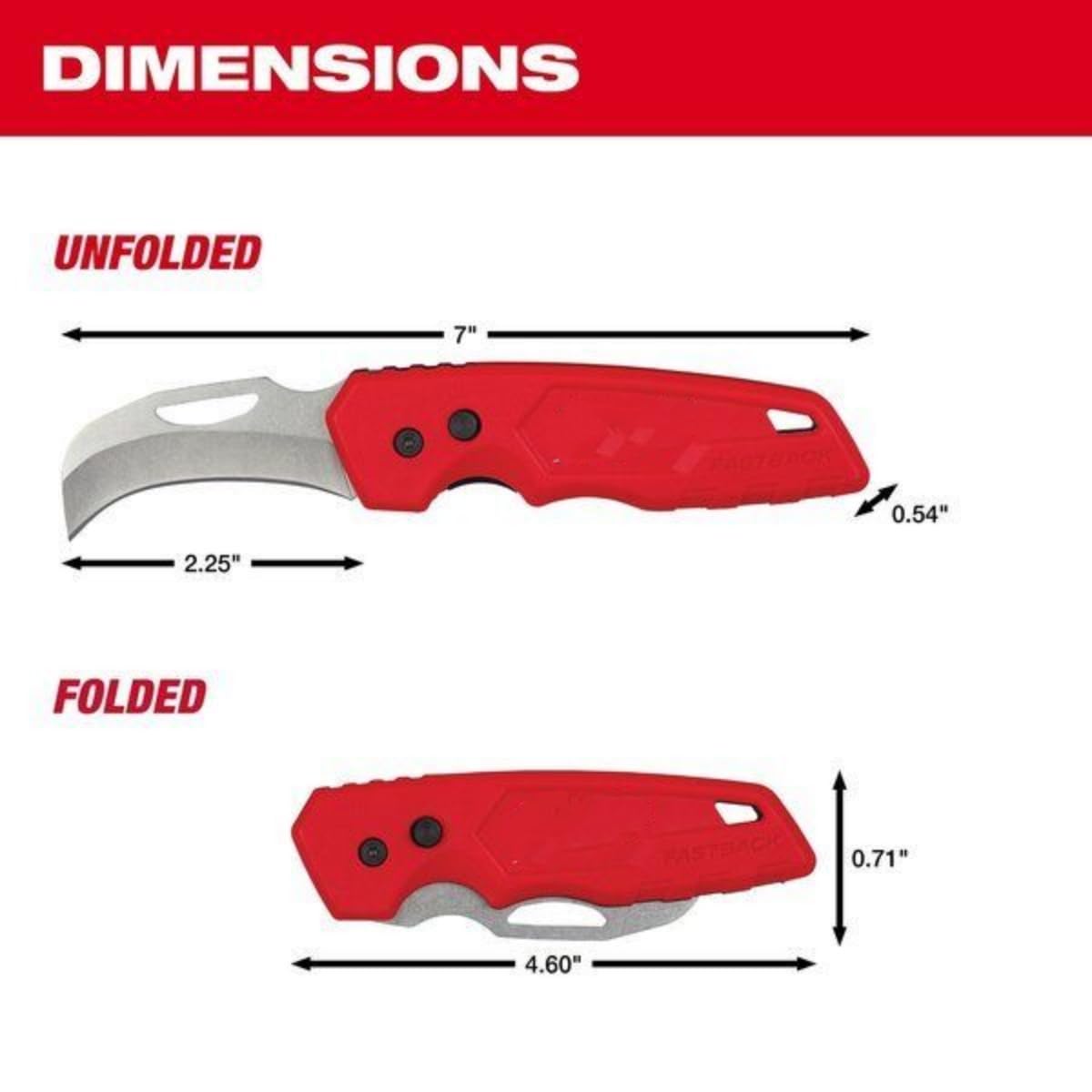 For Milwaukee Tool 48-22-1525 Fastback Hawkbill Folding Knife