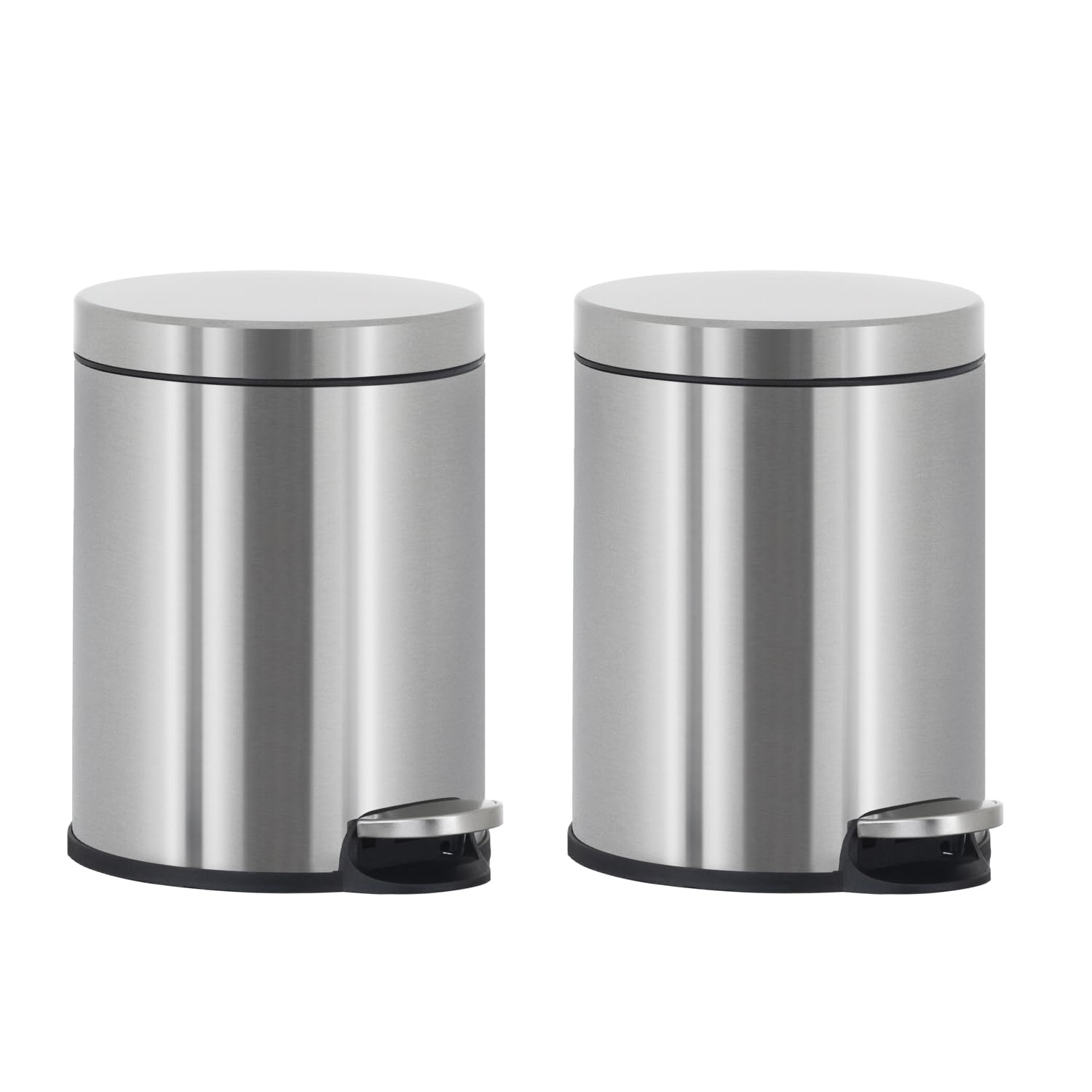 FDW 1 Sets of Trash Cans Mini Trash Can Stainless Steel Trash Bin with 6L/1.6Gallon Foot Pedal Modern Design for Bathroom,Bedroom,Office or Resturant (2)