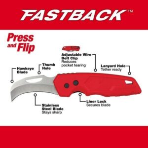 For Milwaukee Tool 48-22-1525 Fastback Hawkbill Folding Knife