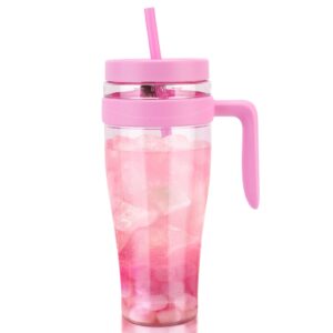 hydraful 50 oz tritan plastic tumbler with lid and straw and handle - 100% leak-proof - perfect for iced coffee, smoothies, and juice - wide mouth reusable water bottle with time marker