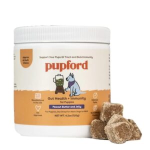 Pupford Gut Health & Immunity Supplement for Puppies and Adult Dogs, Made in The USA, Vet Approved, No Artificial Flavors, Peanut Butter and Jelly, Net Wt. 4.2 oz (120g) (Pack of 2)