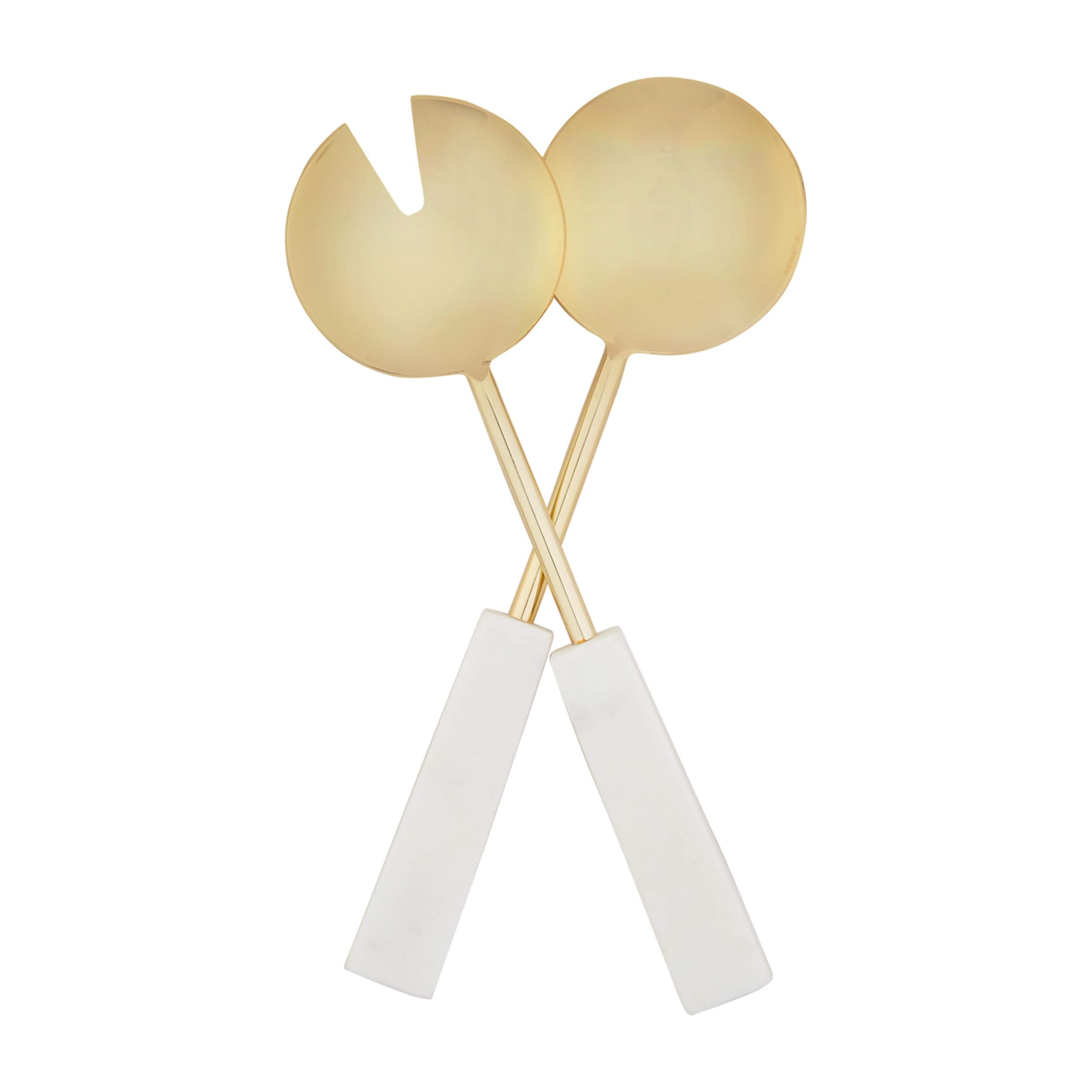 Mud Pie Gold Salad Servers Set, 11", WHITE