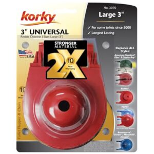 korky 3070bp large 3" 2x high performance universal toilet flapper, red