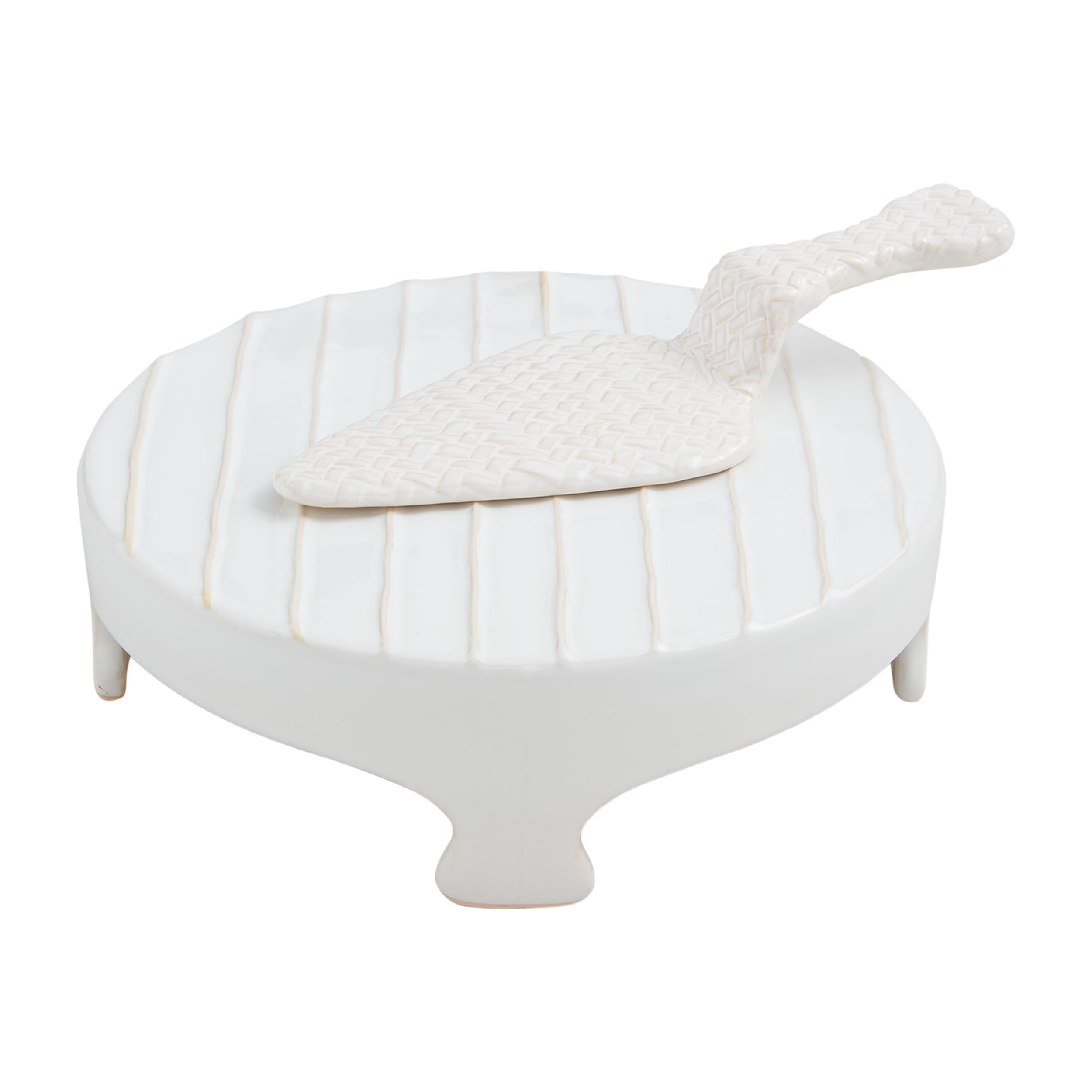 Mud Pie Textured Set, pedestal 3" x 8 1/2" dia | server 8", WHITE