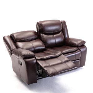 Familymill Breathable Leather Manual Reclining Loveseat for Living Room