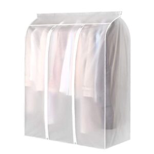 sunydog garment clothes cover protector, hanging garment storage bag translucent dustproof waterproof hanging storage bag for wardrobe with full zipper for coat dress