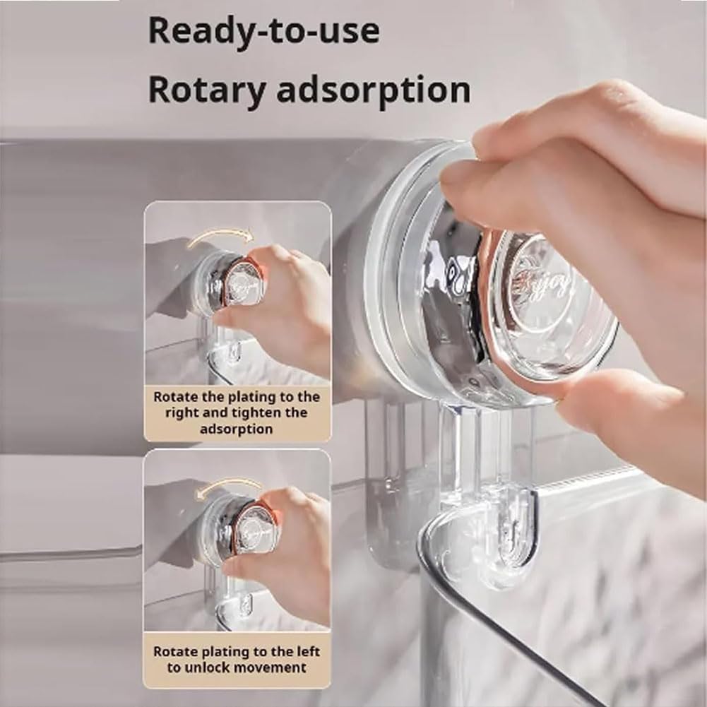 YSGBYSG Light Luxury Style Glacier Pattern Suction Cup Shelf, Suction Cup Shower Caddy, Suction Cup Shower Shelves, No-Drilling Wall Mounted Removable Shower Basket For Kitchen Bathroom (white-Large)