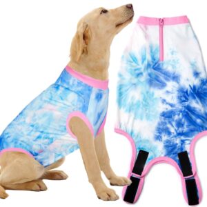 Wabdhaly Dog Surgery Recovery Suit for XX-Large Female Spay,Anti Licking Dog Surgical Recovery Onesie,Tie Dye Blue Pink XXL