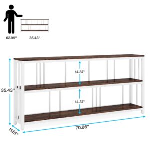 Tribesigns 71" Industrial Console Table, 3 Tiers Sofa Table, Narrow Long Sofa Table with Storage Shelves, Big Rustic Entryway Table, Large Hallway Table, Behind Couch Table with Storage