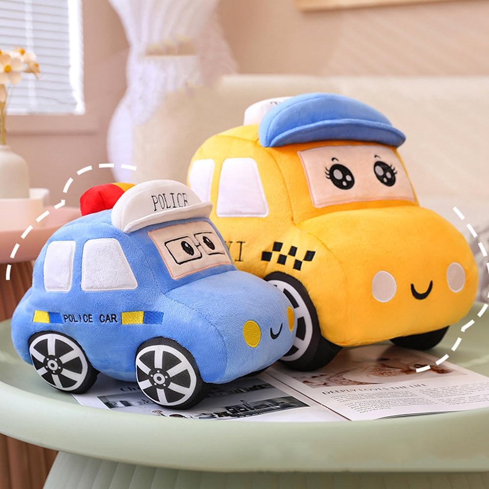 XIYUAN Bus Plush Toy car Plush Simulation School Bus Cute Cartoon Pillow Stuffed Van car Cushion Plush car Gift Cushion Children's Birthday Party Gift (11X7X6Inch) (Police car)