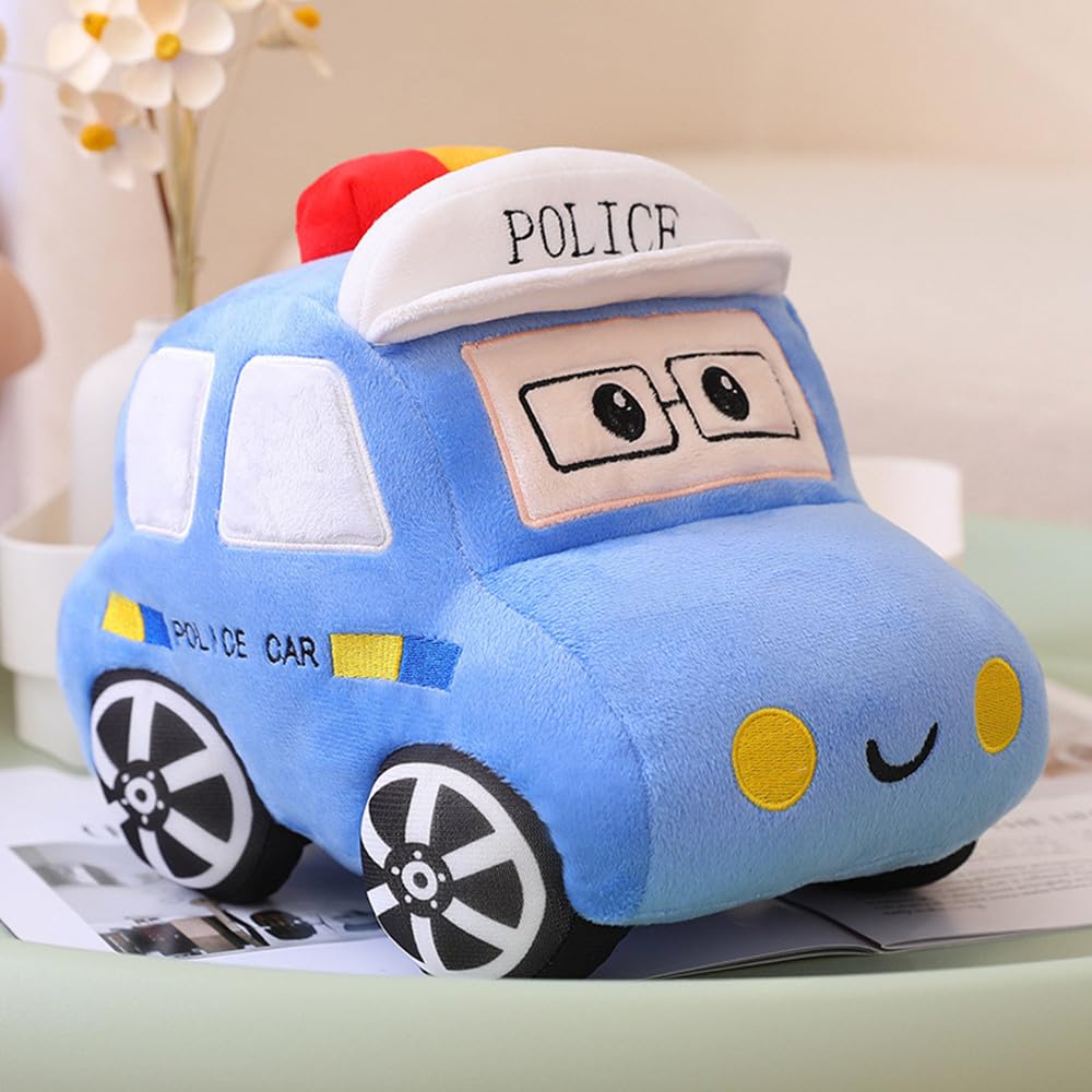 XIYUAN Bus Plush Toy car Plush Simulation School Bus Cute Cartoon Pillow Stuffed Van car Cushion Plush car Gift Cushion Children's Birthday Party Gift (11X7X6Inch) (Police car)