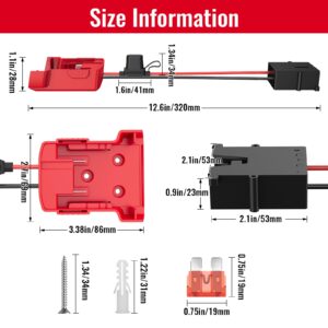 Azocek Power Wheels Adapter for Milwaukee M18 Battery with Wire Harness Connector Compatible with 12 Volt Power Wheels, 12AWG Wire with 40A Fuse